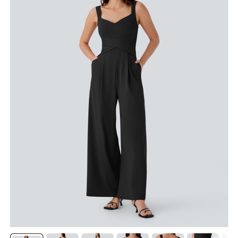 HALARA Elegant Black Wide-Leg Jumpsuit